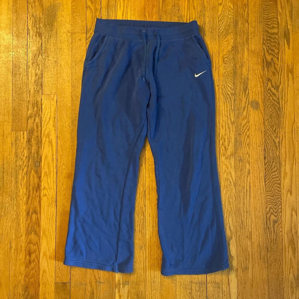nike vintage y2k royal blue drawstring straight leg baggy sweatpants size large
